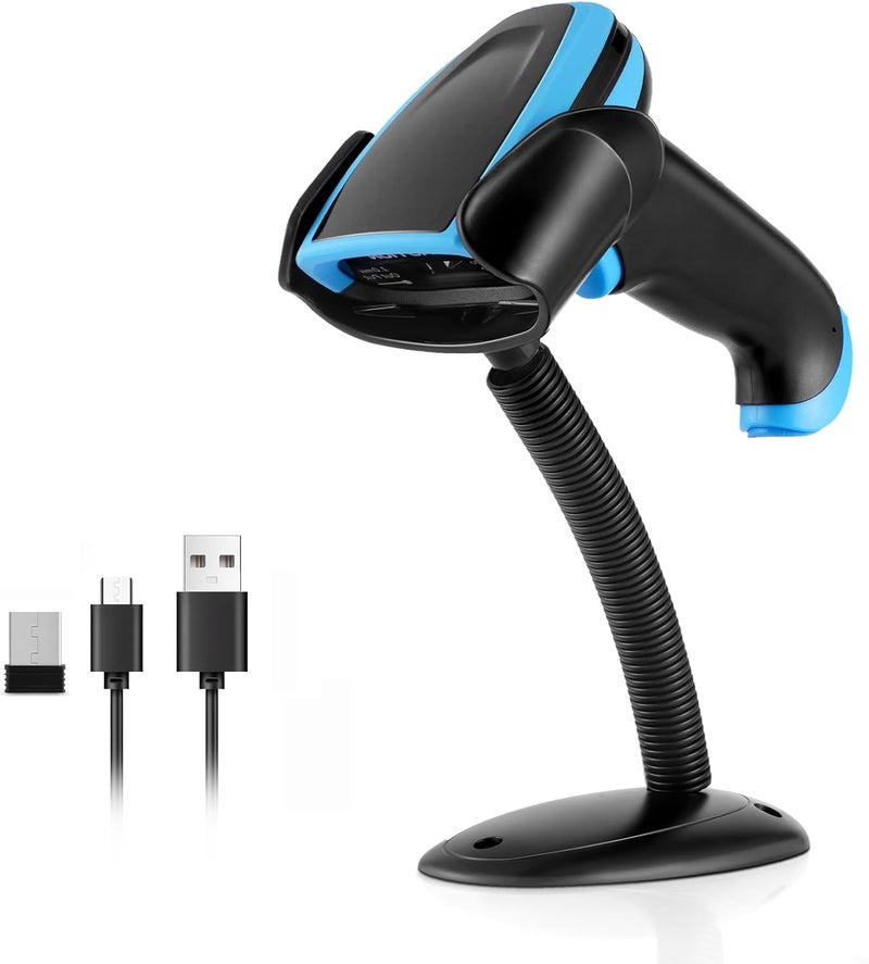 onewscan 1D Barcode Scanner, Wireless Laser Bar Code Scanners with Stand 2.4G Wireless & USB Wired Connection Plug and Play Handheld Bar Code Reader - Image 1